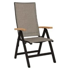 Stern New Top Klappsessel Aluminium/Textilene Schwarz Matt/Leinen Grau