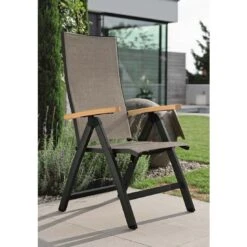 Stern New Top Klappsessel Aluminium/Textilene Schwarz Matt/Leinen Grau -Gartenmöbel Verkauf stern new top klappsessel aluminium textilene 1359647 3