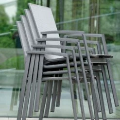 Stern New Top Stapelsessel Aluminium/Textilene Anthrazit/Silber -Gartenmöbel Verkauf stern new top stapelsessel alu text anthrazit silber 3