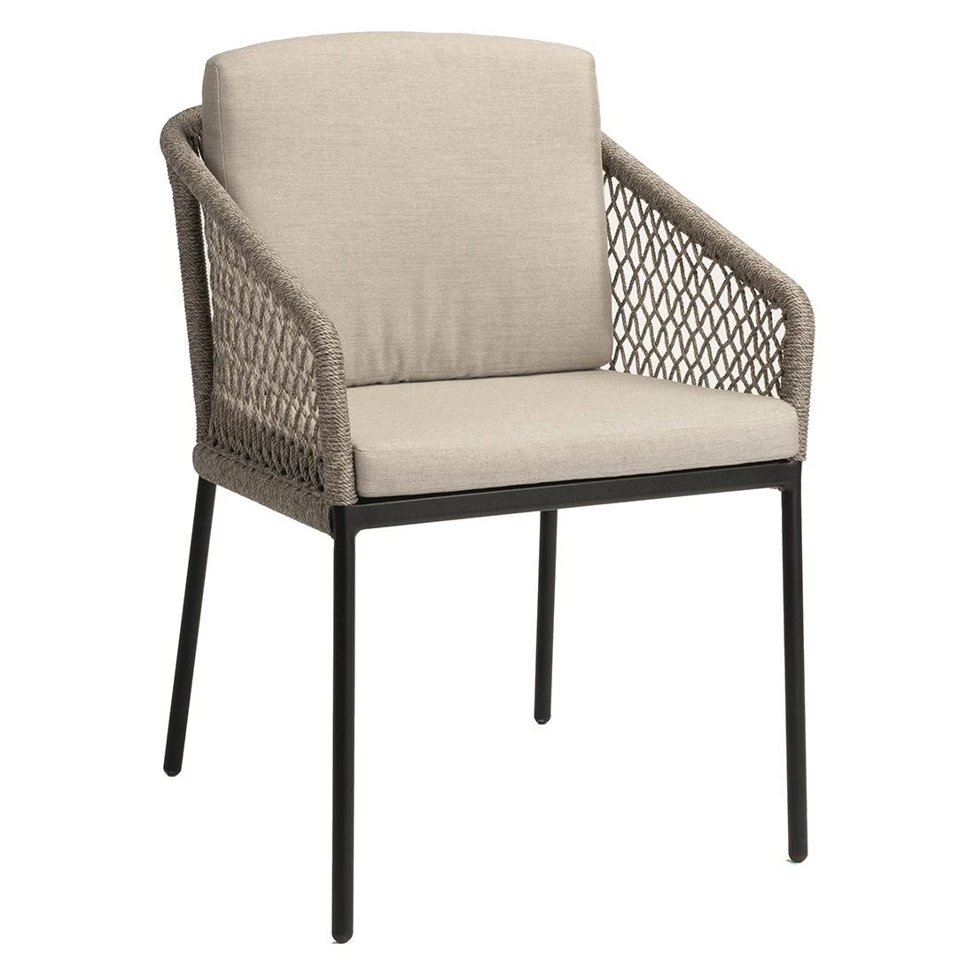 Stern Odea Diningsessel Aluminium/Rope Inkl. Kissen Schwarz Matt/Salt 1 Stern Odea Diningsessel Aluminium/Rope Inkl. Kissen Schwarz Matt/Salt