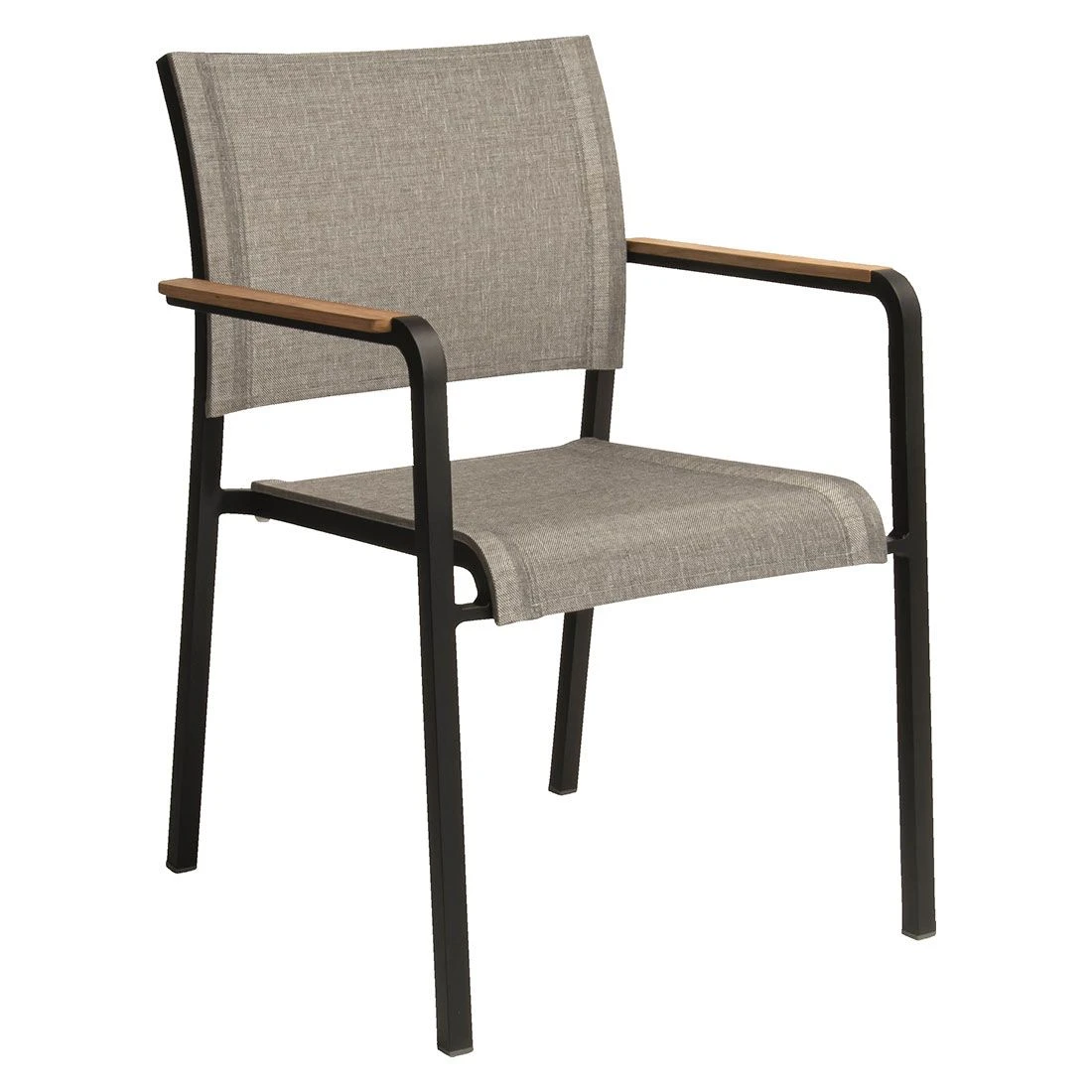 Stern Tilo Dining Stapelsessel Aluminium/Textilene Schwarz Matt/Leinen Grau 1 Stern Tilo Dining Stapelsessel Aluminium/Textilene Schwarz Matt/Leinen Grau