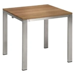 Stern Viona Hocker Edelstahl/Teak Silber/Braun