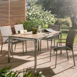 Zebra One Stapelsessel Edelstahl/Textilene Silber/Dunkelgrau -Gartenmöbel Verkauf zebra one stapelsessel edelstahl textilene dunkelgrau 2